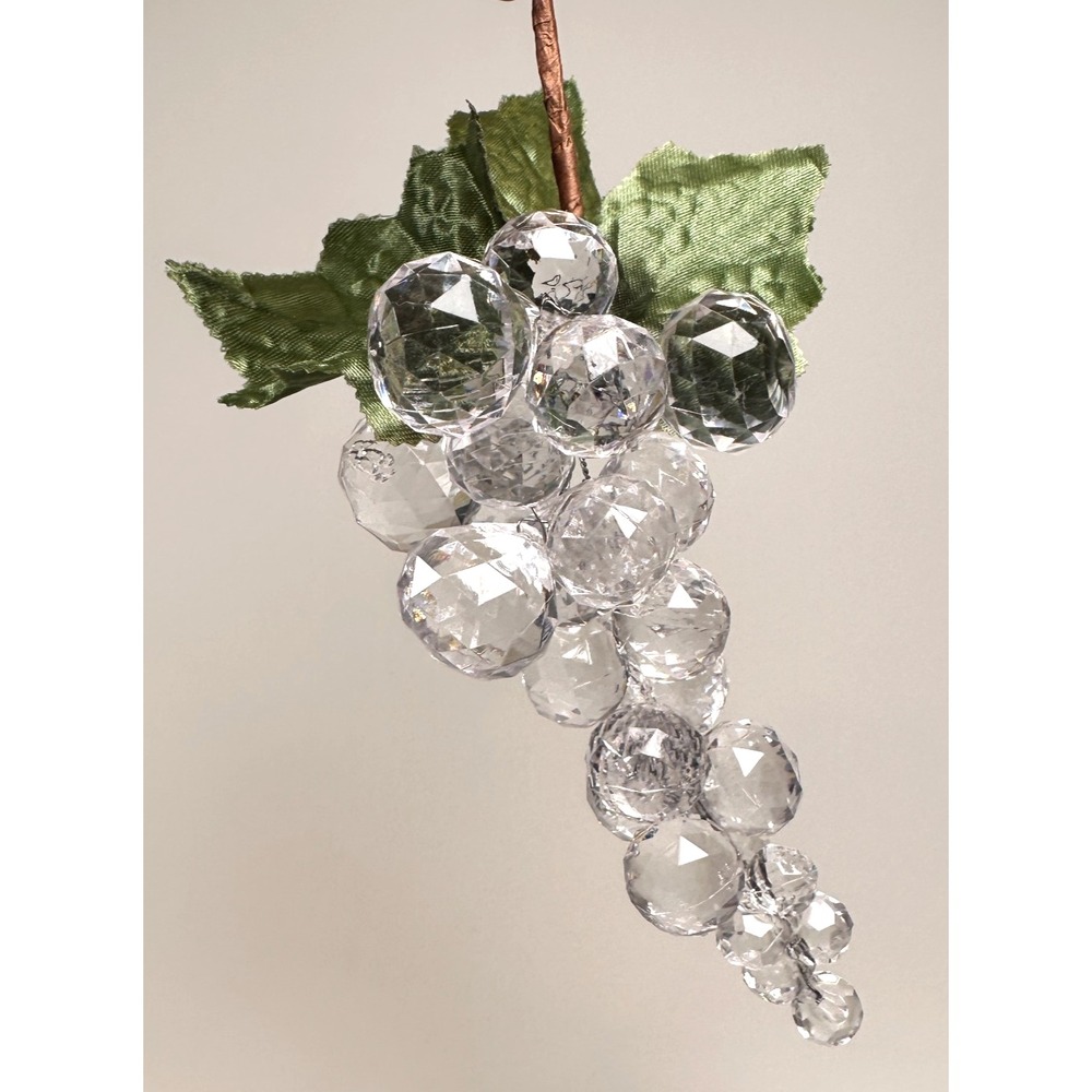 Vintage‎ Beaded Grapes Faceted Cluster Clear Iridescent Lot of 3 Home Decor 8"